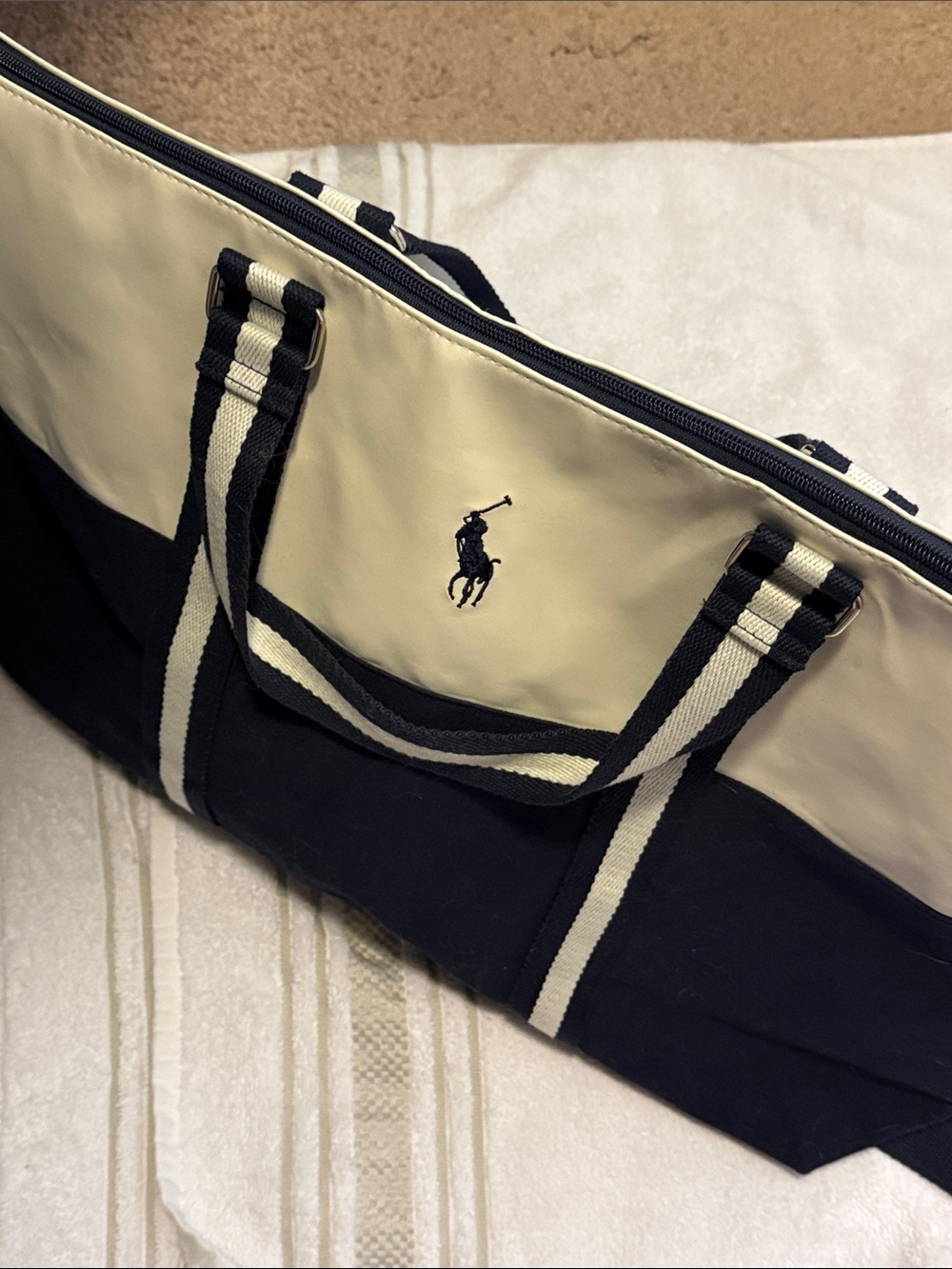 Ralph Lauren Navy and Cream Canvas Duffel - Picture 4 of 5
